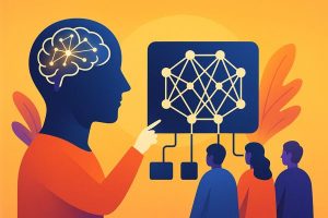 Illustration de formation en intelligence artificielle avec tableau de réseau de neurones