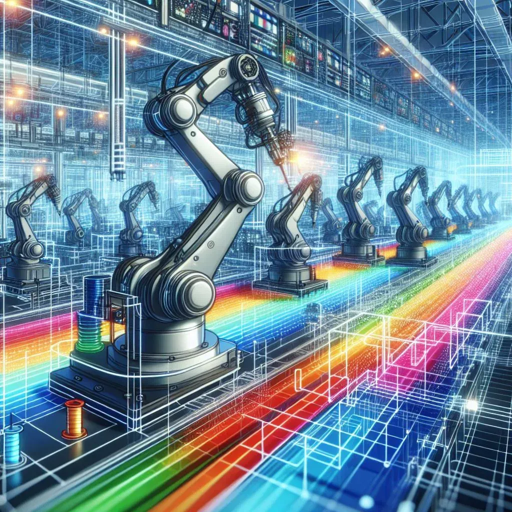 Robotic assembly line representing AI optimization of production sequencing and changeovers